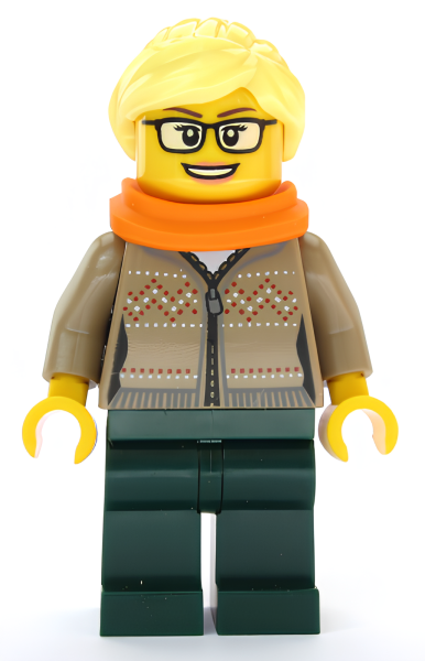 Минифигурка Lego Hot Drinks Stand Clerk - Female, Dark Tan Sweater, Scarf, Ponytail cty1084 U